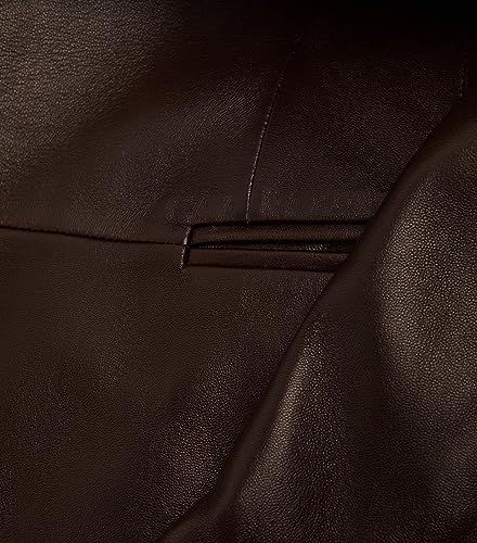 Brown 2-Button Lambskin Leather Blazer Women - Casual Coat Long Sleeves Suit Style Leather Jacket Women4