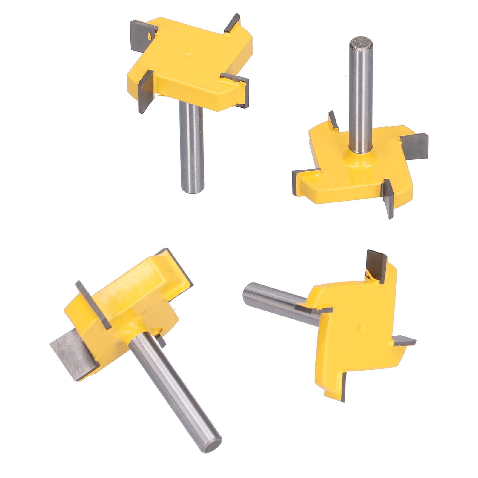 Punta per router da superficie, gambo da 1/4", a 4 flauti, con punta per spianare lastre; fresa CNC per lavorazione del legno, rivestita in PTFE, ideale per legno massello,