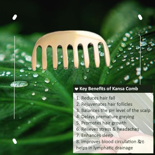 Image of WITSOUL Kansa Comb Massage Tool - kansa Comb for Hair Fall /Growth /blood Circulation & Stress Relief Best for Head Massage (S)