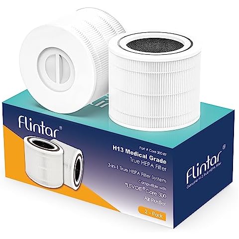 Flintar Core 300 True HEPA Replacement Filters, Made in TAIWAN, Compatible with Core 300, Core 300S VortexAir Air Purifier, Core 300-RF, 2-Pack Cover