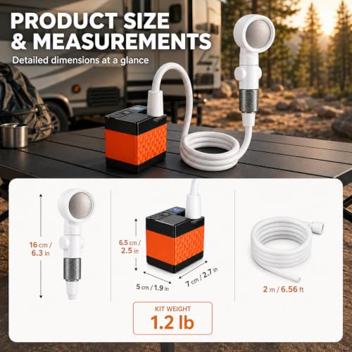 Ducha portátil para camping, bomba de 5200mAh, 4 modos de rociado miniatura 5