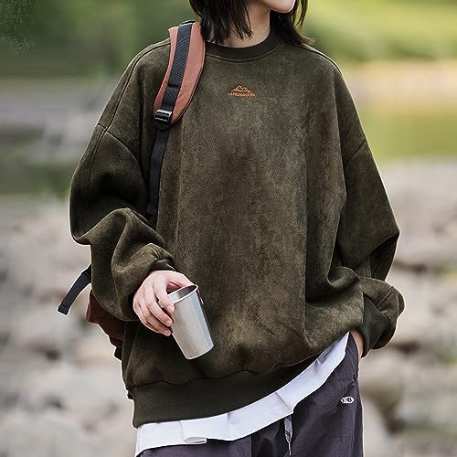 Men's And Winter Vintage Loose Trend Heavy Suede Crewneck Coat Hoodie Men's 2xl Hoodie3