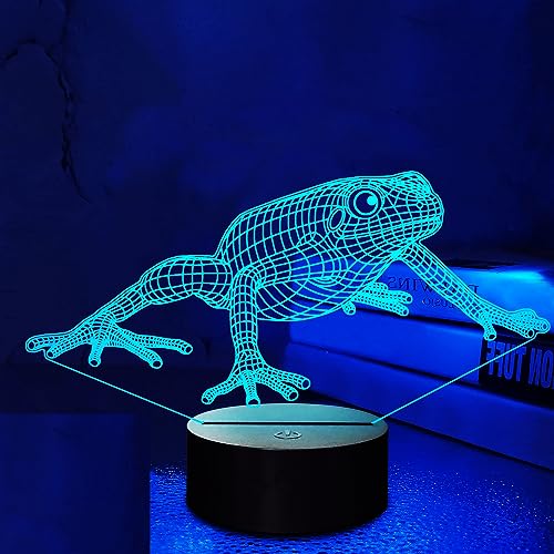 Lámpara de Noche 3D Rana Luz Ilusión Cambio 7 Colores miniatura 2