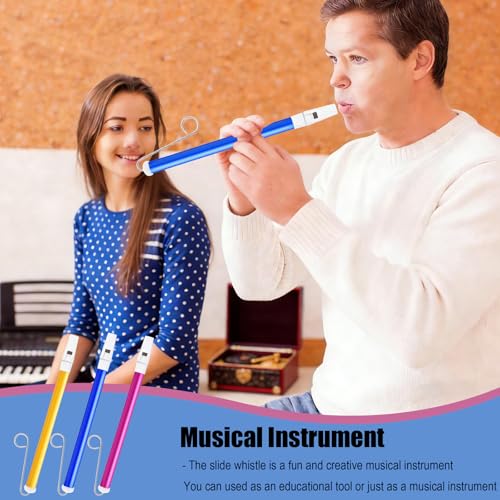 3PCS Sliding Whistle Musical Instruments Slide Whistle for Adults Sliding Whistles Party Favors for Games - Blue Yellow and Purple - Thumbnail 5