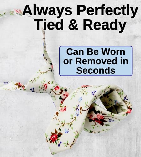 Otis & Oliver Boys Floral Tie Pre-Tied Kids Necktie Age 1-12 Adjustable Woven Cotton Church Wedding School Graduation2