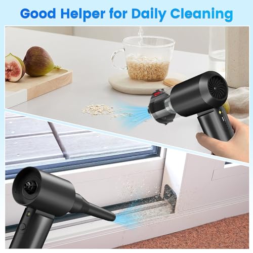 Car Vacuum Portable Cordless - 4 in 1 90°Foldable Mini Car Vacuum with 16000Pa, Rechargeable Handheld Air Duster with Brushless Motor for Auto Home Office Pet Hair (Black)
