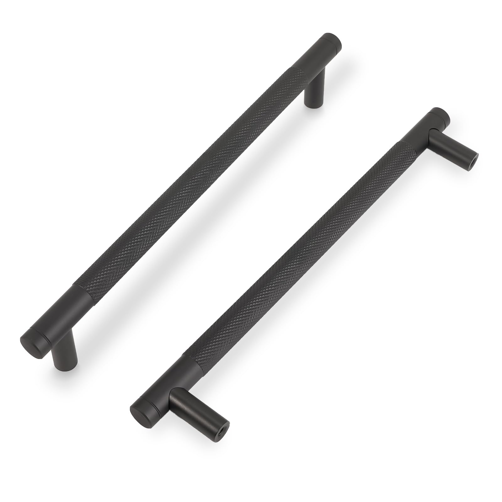 COTYKILEY 10 Pack 7 Inch(177mm) Matte Black Cabinet Handles Black Knurled Kitchen Cabinet Pulls Cabinet Door Handles Kitchen Cabinet Hardware Cupboard Drawer Pulls Dresser Handles