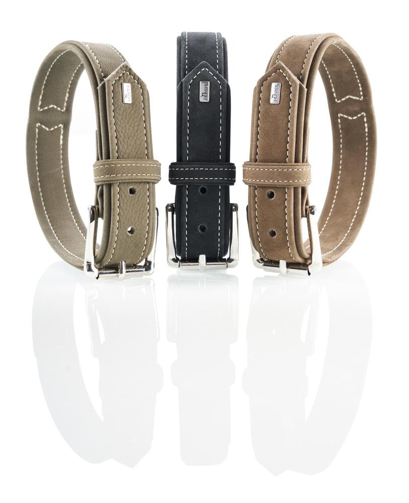 HUNTER Hunting Collar de Perro de Cuero Nobuck Resistente Suave 55 (M), Color marrón