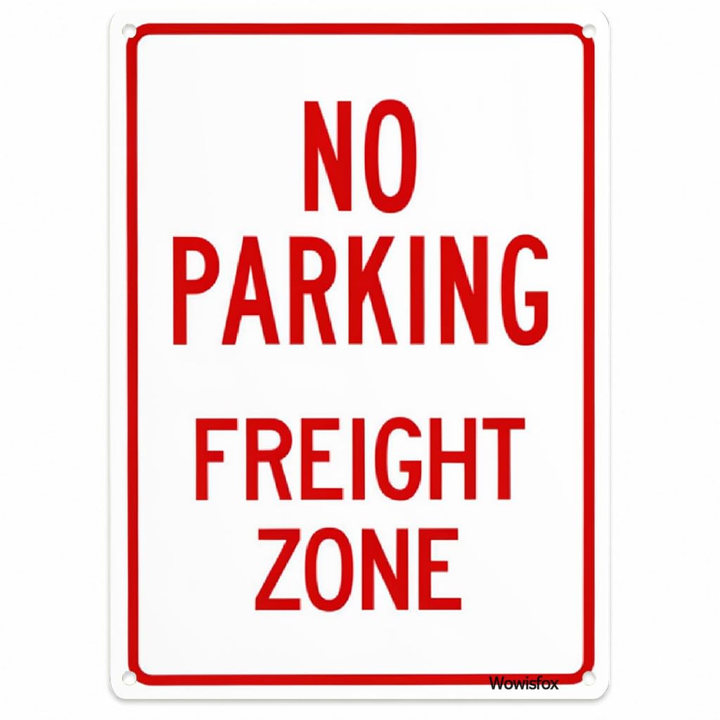 No Parking Freight Zone Sign, 8 x 12 Inch Aluminum with Mounting Holes