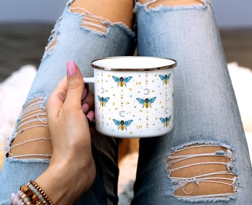 Taza Camping Esmaltada Loftipop Patrón Abeja Celestial 16oz miniatura 3