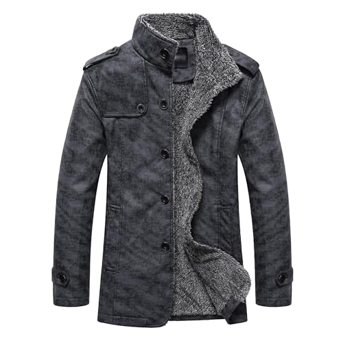 Veste en cuir de moto homme col montant doublée coton chaud pour l'hiver