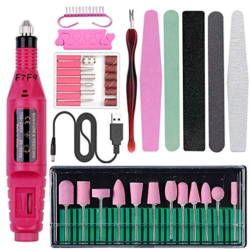 F7F9 Electric Nail Drill Kit Portable Machine for Acrylic Nails Gel Nail Glazing Nail Art Polisher Sets Fast Manicure Pedicure with evrything