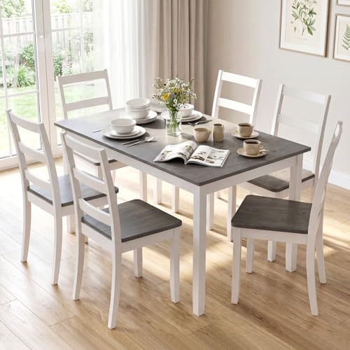 Tangkula 6-Piece Dining Set with Solid Wood Table