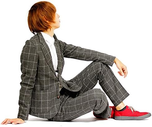 Amazon ウール ツィード テーラードジャケット テーパードパンツ セットアップ メンズ 2点set Xl チャコールウィンドペン メンズ 通販