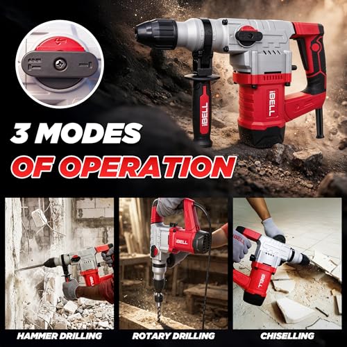 Image of IBELL IBL RH32-50 1500W Rotary Hammer Drill | 6J | SDS Plus 28mm Heavy Duty Concrete Drilling Machine | 950 RPM, 4500 BPM | 3 Mode Drill, Hammer & Chisel | Anti-Vibration | 4.9 kg - 6 Months Warranty