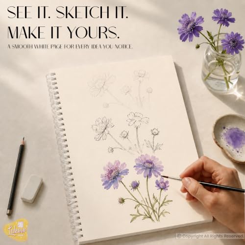 Image of Lakeer Sketchbook A4 Portrait, 250 GSM White Paper,25 Sheets,Hardcover,Acid-Free,for Sketching, Drawing and Painting