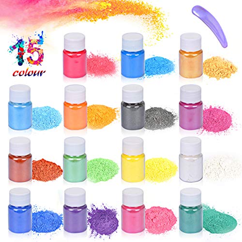 Epoxy Resin Dye-Mica Powder-15 Natural Powder Pigments-Soap Dye-Hand Soap Making Supplies-Eyeshadow and Lips