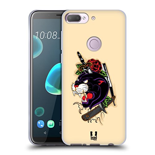 Head Case Designs Panther Old School Tattoos Soft Gel Handyhülle Hülle kompatibel mit HTC Desire 12 Plus