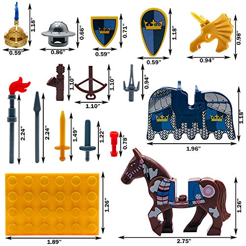 Miutrue Medieval Weapons Accessories Knights Block Toy With Figures (10 Sets Weapons & 4 Sets Horses & 10 Figures) #TOP4