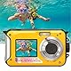 Digitalkamera, Wasserdicht, 10 Fuß, Zwei Bildschirme, 16-facher Digitalzoom, Full HD, 2,7 K, 48 MP, Zum Schwimmen, Tauchen, Surfen, Fluss, Bach, Ozean, Landschaft, Wasserpark, Fotografie(Gelb)