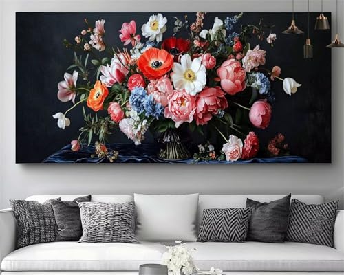 Broderie diamant XXL fleurs 70x140 cm avec strass cristal 5D