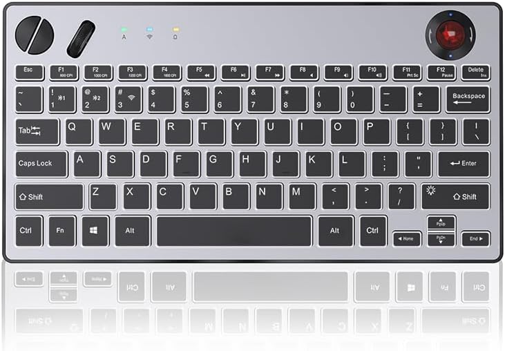 Three Modes Backlit Wireless Trackball Keyboard, 78 Keys, 800-1600 CPI Adjust...