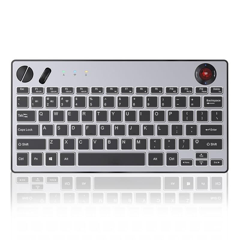 Three Modes Backlit Wireless Trackball Keyboard, 78 Keys...