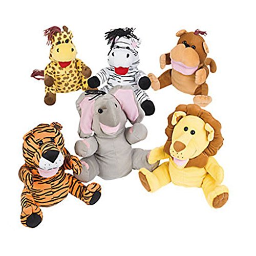 6 Large Premium Plush Animal Puppets 10 Inch Large Body Puppet Set