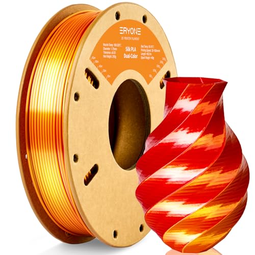 Image of ERYONE Silk PLA Filament 1.75mm Dual Color 3D Printer Filament Shiny Fit Most FDM Printers, 250g (0.55lbs) Cardboard Spool, Red Gold