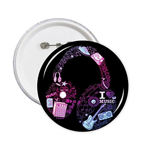 Badge Rose Bleu Casque Musique rond bouton pins multicolore vêtement décoration
