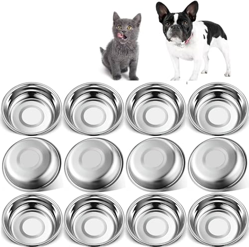 12 PCS Stainless Steel Cat Bowls for Indoor Cats