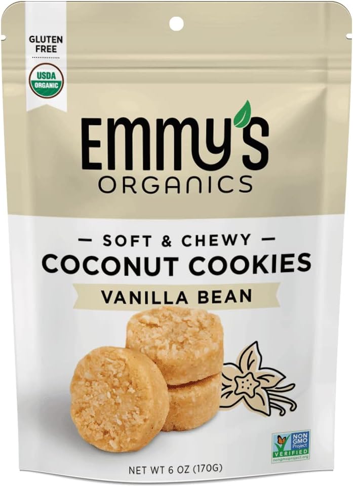 Organics Coconut Cookies, Vanilla Bean, 6 oz (Pack of 2) | Gluten-Free Organic Cookies, Vegan, Paleo-Friendly