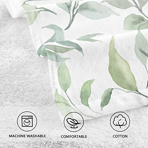 Zoeo Face Towel Set Of 2, Green Leaf Plant Summer Hand Towel Dish Towels Cotton Bath Decor Set For Kids 30X15 Inch Gym Yoga Towels #TOP3
