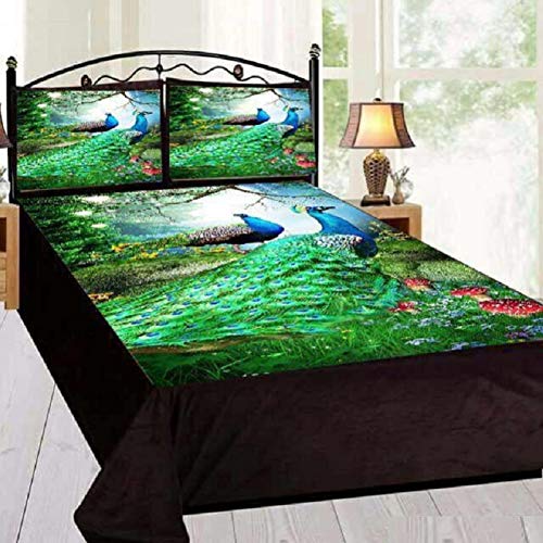 Delight Zone Prime Collection 300TC Digital Printed King Size Velvet Double Bedsheet with 2 Pillow Covers (Multicolour, 95 x 105 Inch)