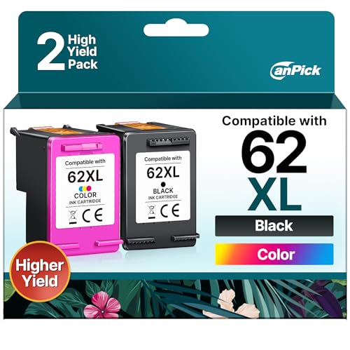 CanPick 62XL 62 XL Druckerpatronen Ersatz für HP 62 Druckerpatronen für HP 62xl schwarz und Farbe für HP Envy 5640 5540 7640 5548 5544 5646 OfficeJet 5740 5742 250 Patronen CanPick 62XL 62 XL Druckerpatronen Ersatz für HP 62 Druckerpatronen für HP 62xl schwarz und Farbe für HP Envy 5640 5540 7640 5548 5544 5646 OfficeJet 5740 5742 250 Patronen