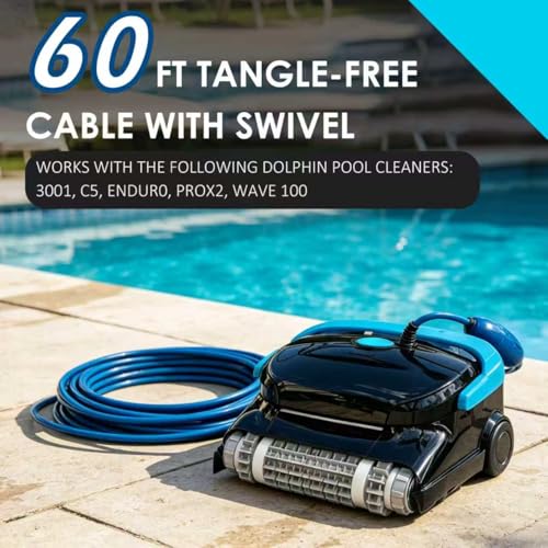 9995862 60ft Blue Cable Replacement for Dolphin Nautilus CC Plus (Non-WiFi) & M200 Pool Robot – Seamless Integration, Includes 2 Big Floats and Swivel [2 Prongs] Updated,Note: Not for CC Plus WiFi by Qoürxg - Used condition - Image 2