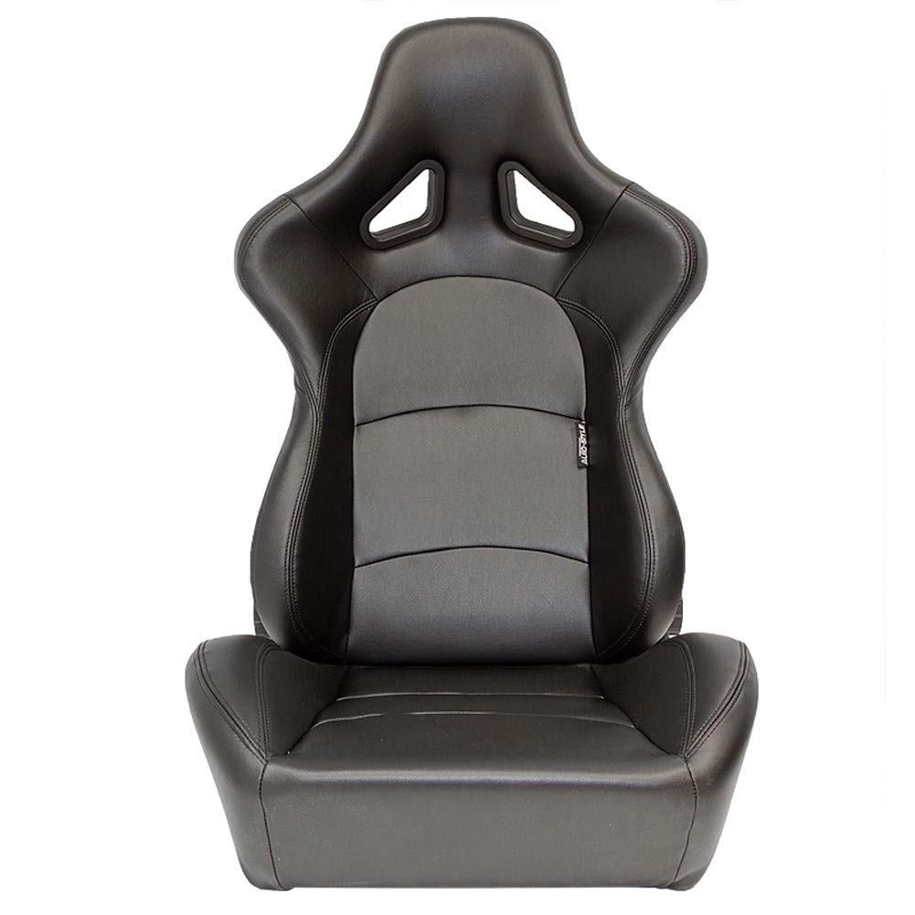 AUTO-STYLE Siège baquet 'BS2' - Simili Cuir Noir - Dossier réglable en polyester - incl. glissières