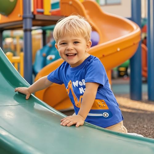 Image of DEEKEY Toddler Boys Shirts Short-Sleeve Little Kids t Shirts Boys' Tops, Tees & Shirts Graphic TEE Age for 2-7 Years 4-Pack