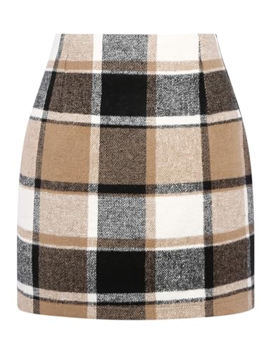 Plaid Mini Skirt for Women High Waist A line Bodycon Pencil Fall Skirts