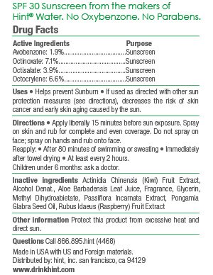 Hint Sunscreen Pineapple, SPF 30, 6 Fl Oz, Oxybenzone Free, Paraben Free, Reef Safe Formula, Compressed Air Spray-on Sunscreen, Water Resistant, Pineapple Scented