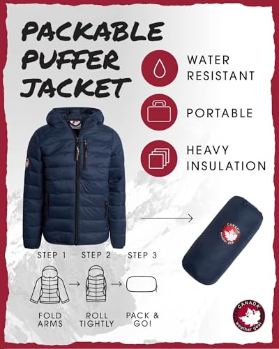 Image of CANADA WEATHER GEAR Boys' Puffer Jacket - Lightweight Packable Bubble Coat, Water Resistant Outerwear Jackets for Boys (8-20)