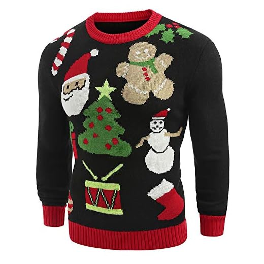 ZiXing Pull de Noël Homme Sweats Moche Imprimé Renne Bonhomme de Neige Xmas Sweatshirt Noir X-Large