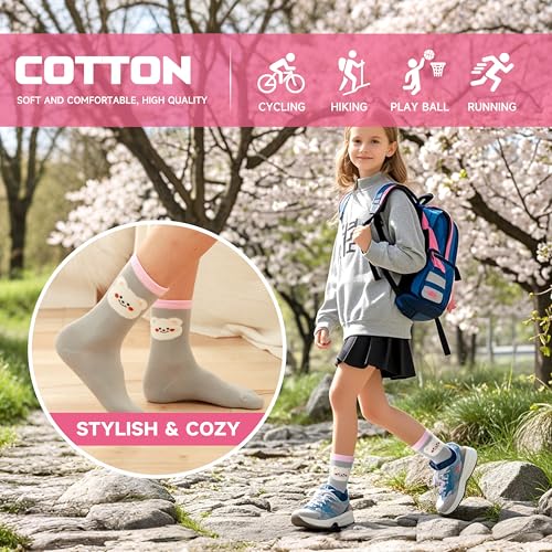 Anlisim Kids Boys Girls Crew Dress Cotton Breathable Socks Colorful Stripes Design For Youth Teen 6 Pairs3