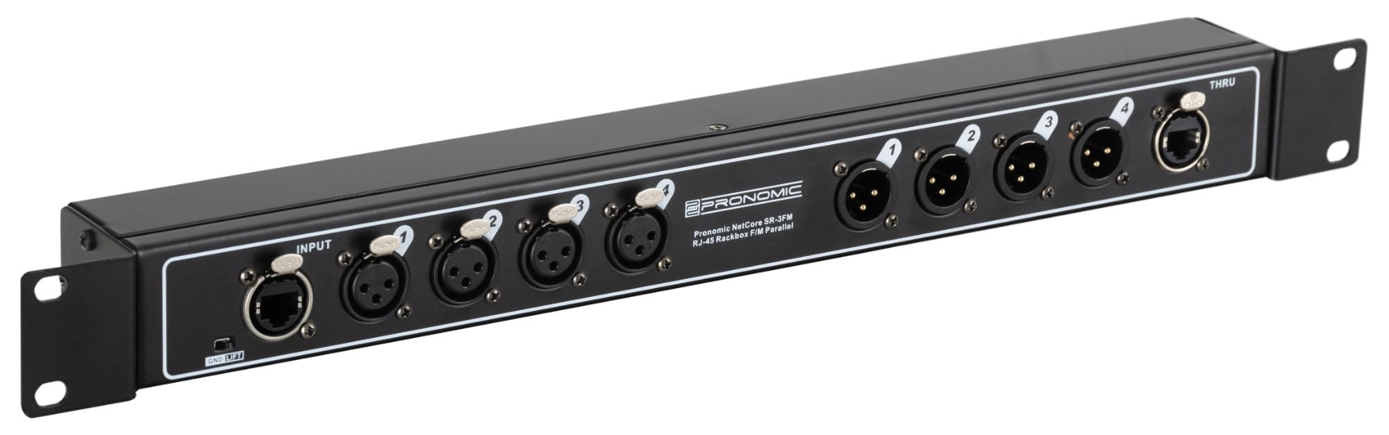 Pronomic NetCore SR-3FM Multicore-Rackbox F/M Parallel - unità rack con 4 prese XLR (female), 4 prese XLR (male) e 2 prese RJ45 - per la trasmissione di segnali analogici o digitali