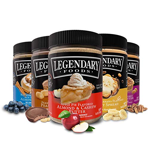 Legendary Foods Almond, Cashew & Peanut Butters | Keto Diet Friendly, Low Carb, No Sugar Added, Vegan I Variety Pack (16oz Jar, 5 Pack)