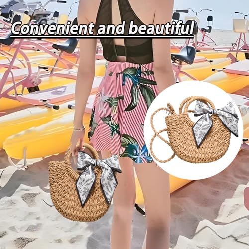 Bolso de hombro tejido, bolsa cruzada de paja para mujer miniatura 5