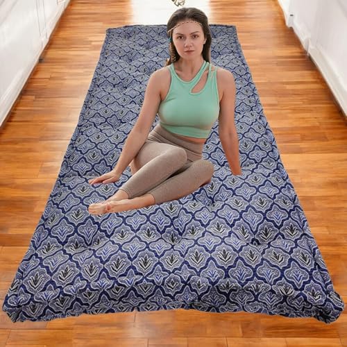 Image of Adim's Soft Cotton Box Quilt Mattress | 36X72X5 Inches | Blue Jacquard Design | Offers a Combination of Comfort, Durability and Style, Making it an Excellent Choice for a Restful Night's Sleep