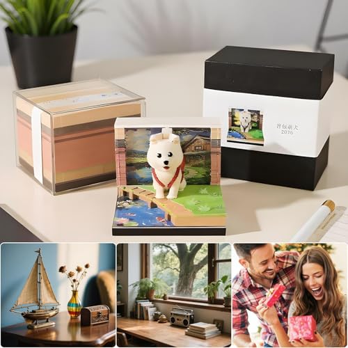 Calendario de escritorio 3D de perro que elimina el desorden decorando con escultura de papel 4