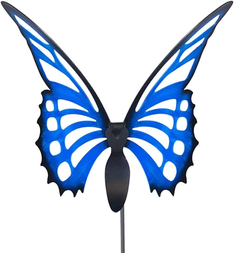 American Made Large Metal Butterfly Garden Sculpture/Stake - Blue Morpho