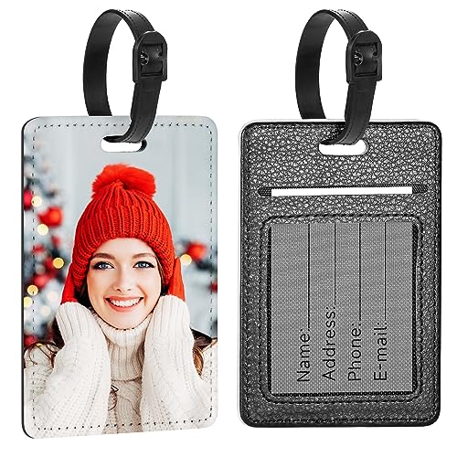 Personalized Leather Luggage Tags with Photo & Logo
